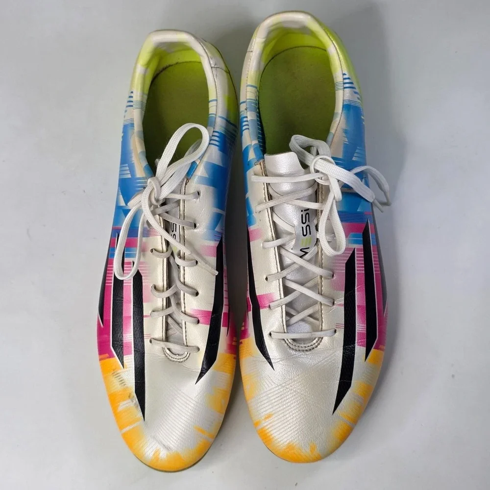 Adidas F50 Adizero Messi FG Soccer Cleats Men's Size 11 Boots White Multi F32729